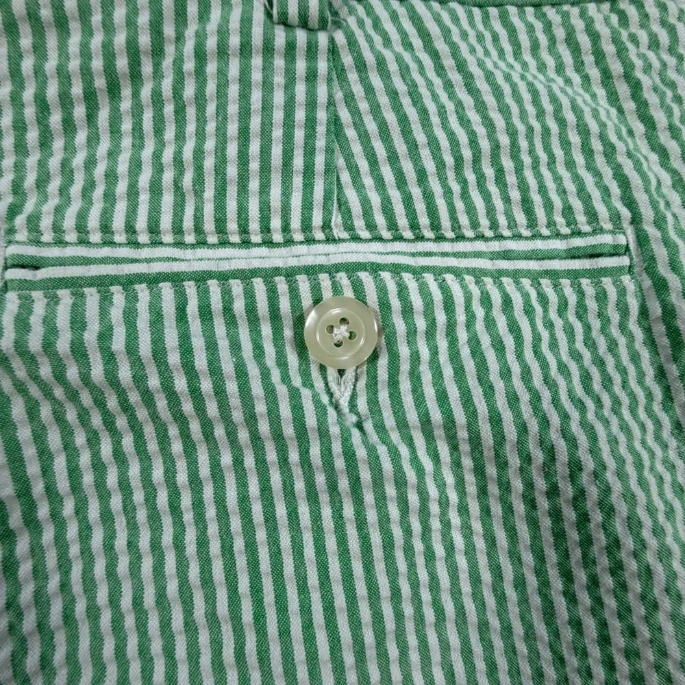 VTG Jos A Bank Mens Green White Seersucker Pleated Pants Striped Trousers 36x32